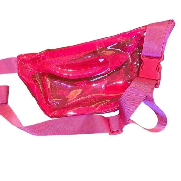 Dunkin’ Donuts pink clear  fun Fanny Pack Cross Body Waist Bag zipper adjustable - Picture 7 of 7